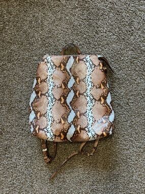 A New Day Snakeskin Women's Backpack Purse - Brown & Cream